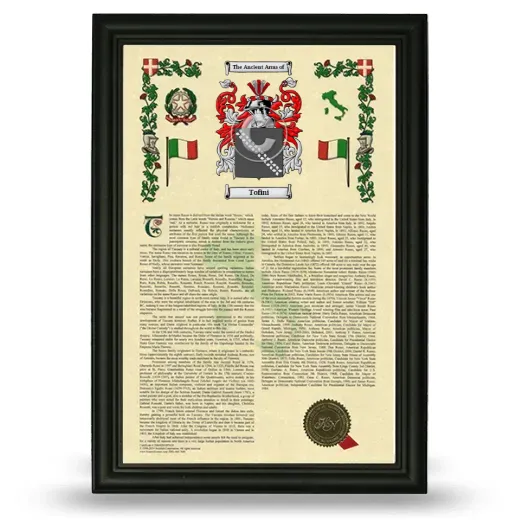Tofini Armorial History Framed - Black