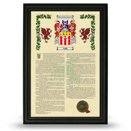 Togh Armorial History Framed - Black