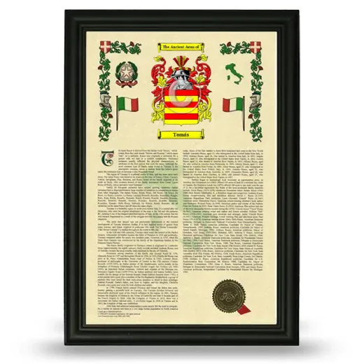 Tomás Armorial History Framed - Black
