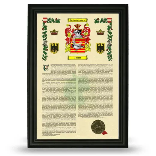 Tomaš Armorial History Framed - Black
