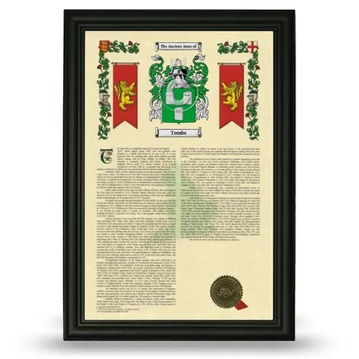Tombs Armorial History Framed - Black