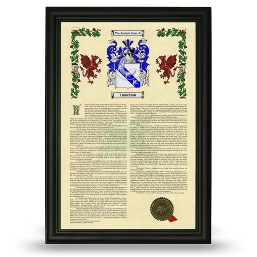 Tomerson Armorial History Framed - Black