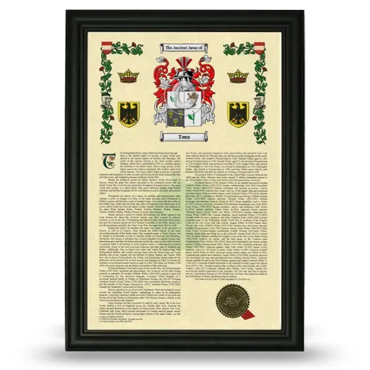 Tons Armorial History Framed - Black