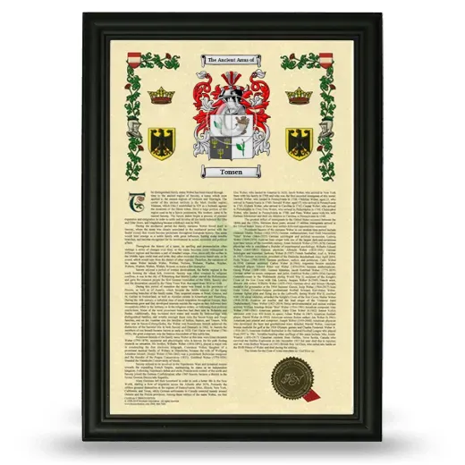 Tonsen Armorial History Framed - Black