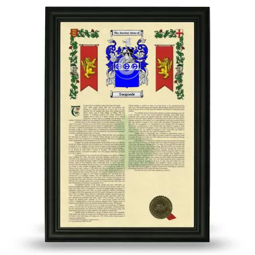 Toogoode Armorial History Framed - Black