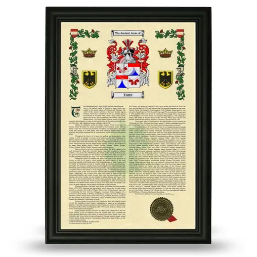 Torre Armorial History Framed - Black
