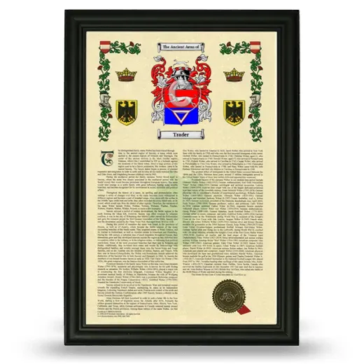 Trader Armorial History Framed - Black