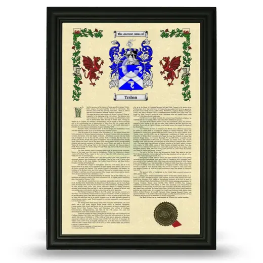 Trahan Armorial History Framed - Black