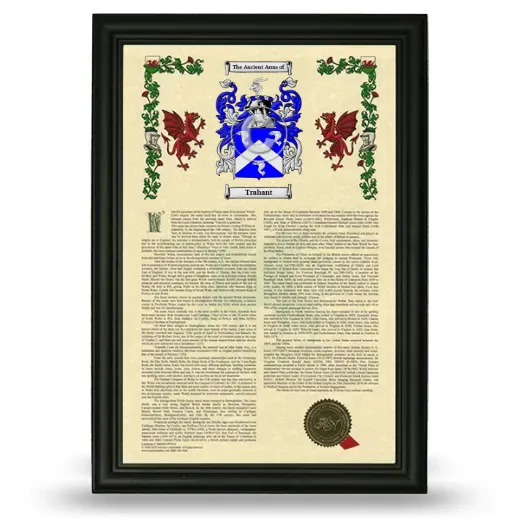 Trahant Armorial History Framed - Black