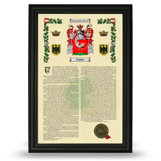 Trappes Armorial History Framed - Black