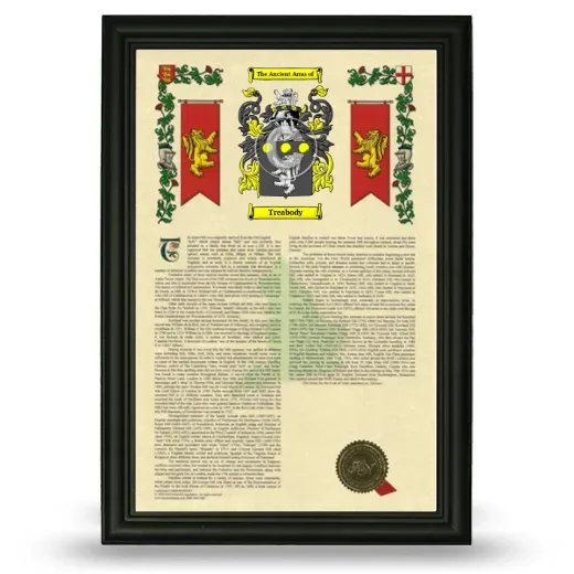 Treabody Armorial History Framed - Black