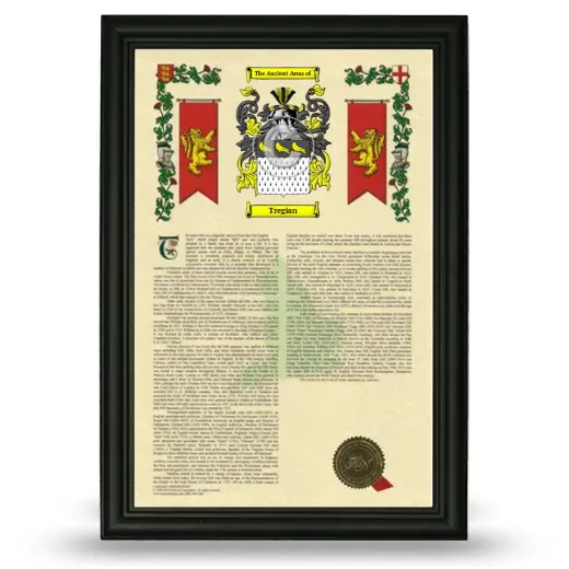 Tregian Armorial History Framed - Black