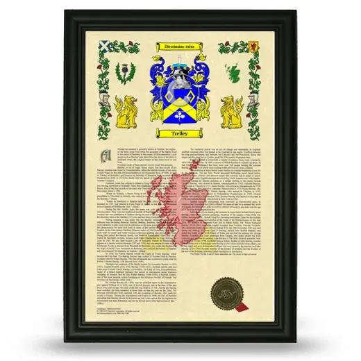 Trelley Armorial History Framed - Black