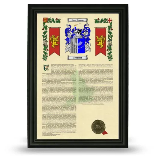 Trencher Armorial History Framed - Black