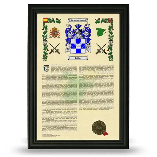 Trillos Armorial History Framed - Black