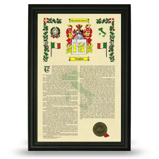 Trombas Armorial History Framed - Black
