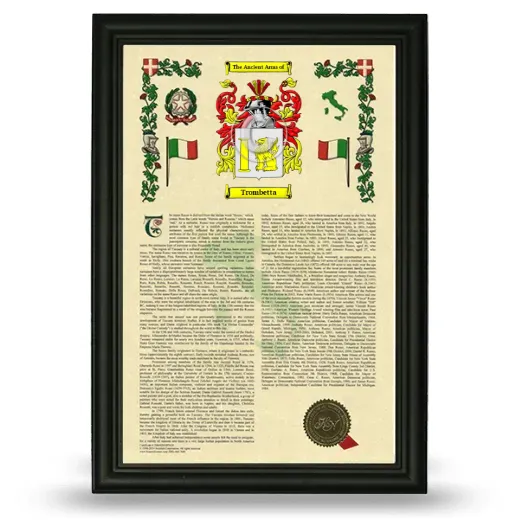 Trombetta Armorial History Framed - Black