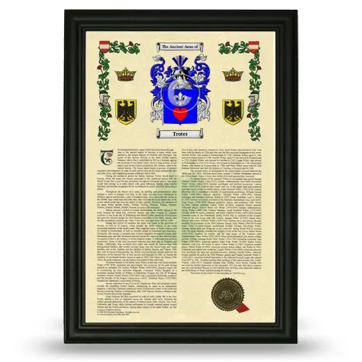 Trotes Armorial History Framed - Black