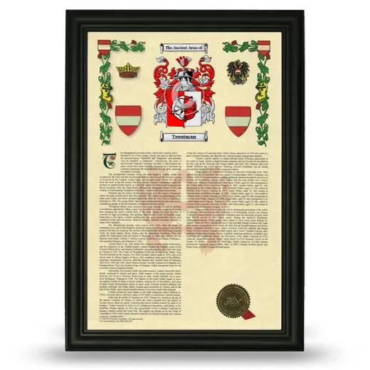 Troutman Armorial History Framed - Black