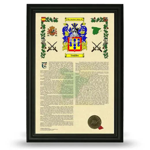 Trujillos Armorial History Framed - Black