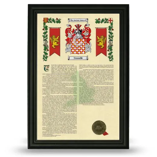 Trusselle Armorial History Framed - Black