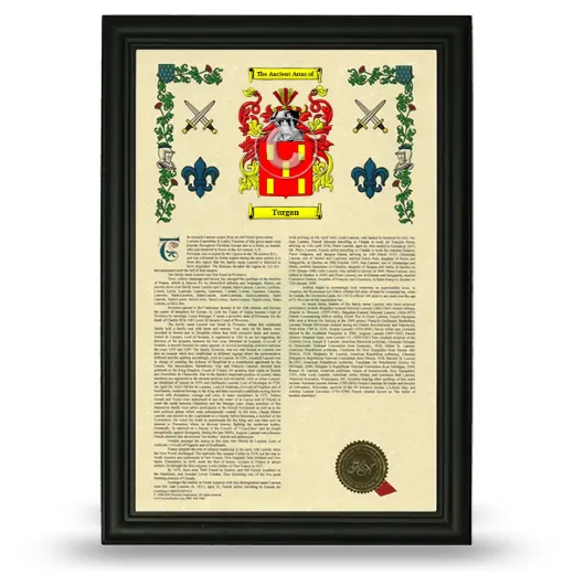 Turgan Armorial History Framed - Black