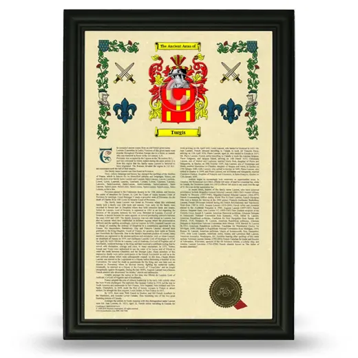 Turgis Armorial History Framed - Black