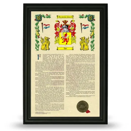 Tye Armorial History Framed - Black