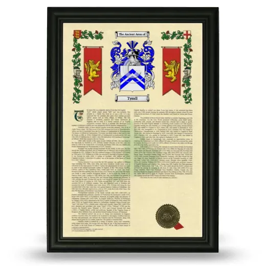 Tyrall Armorial History Framed - Black