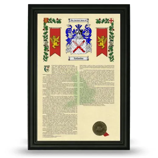 Tytherley Armorial History Framed - Black