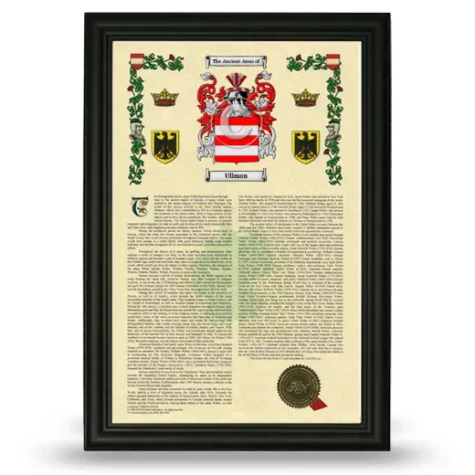 Ullman Armorial History Framed - Black