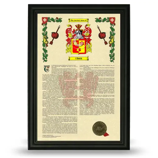 Ullrich Armorial History Framed - Black