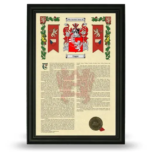 Unger Armorial History Framed - Black