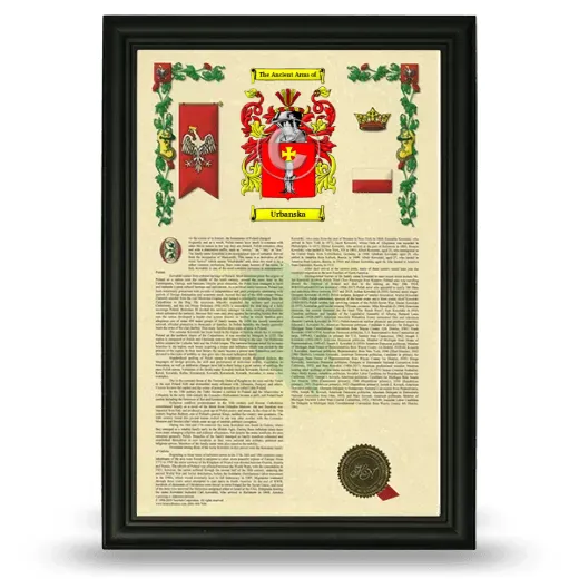 Urbanska Armorial History Framed - Black