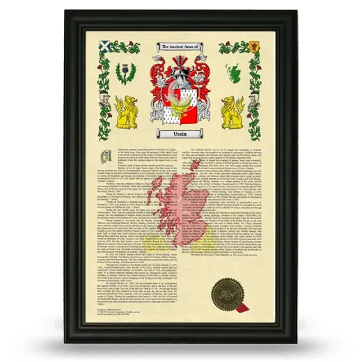 Ussin Armorial History Framed - Black