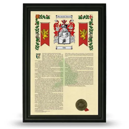 Uty Armorial History Framed - Black