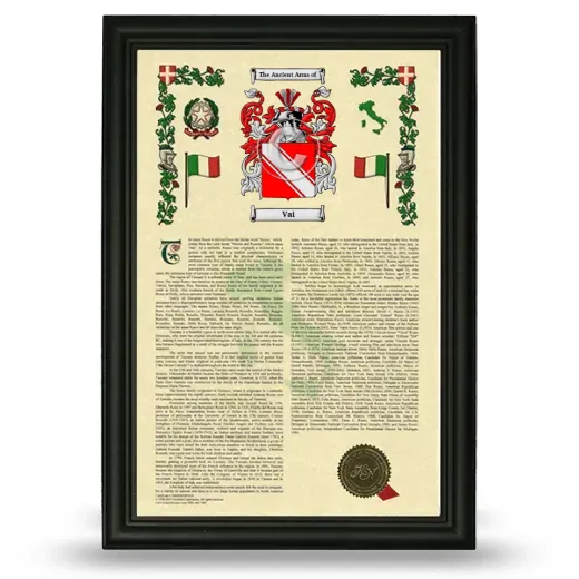Vai Armorial History Framed - Black