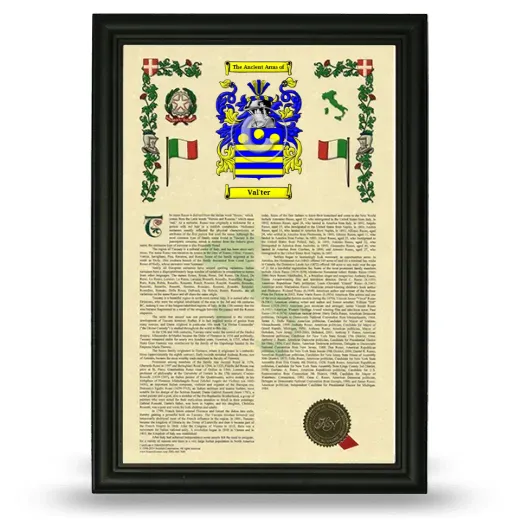 Val'ter Armorial History Framed - Black