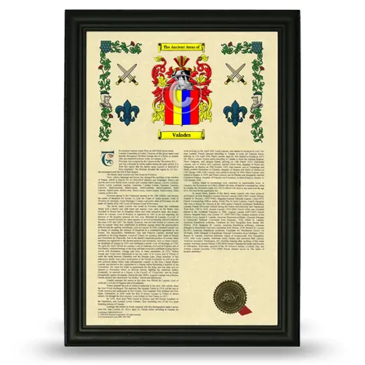 Valades Armorial History Framed - Black
