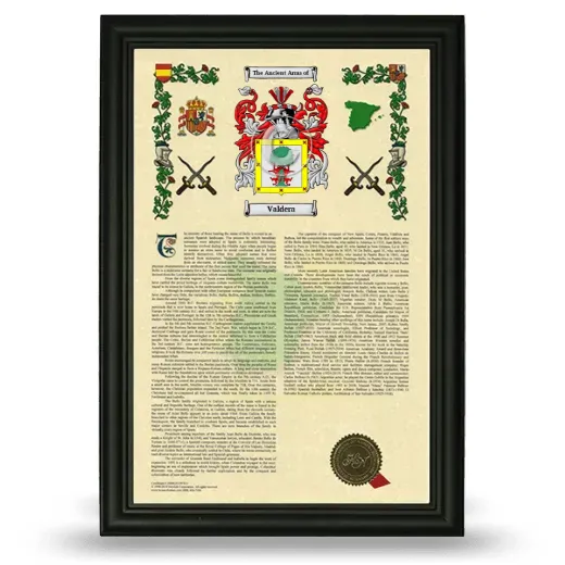Valdera Armorial History Framed - Black