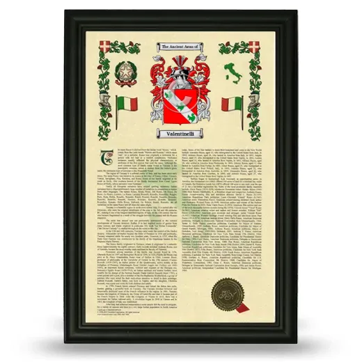 Valentinelli Armorial History Framed - Black