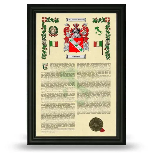 Valento Armorial History Framed - Black