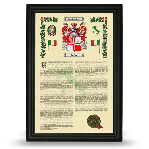 Vallan Armorial History Framed - Black