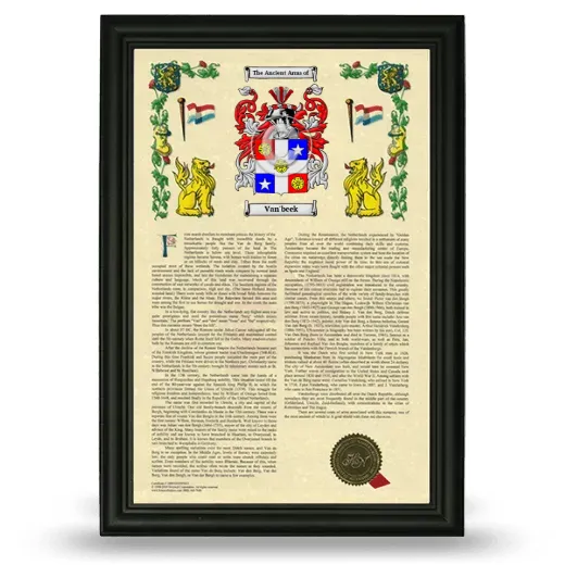 Van'beek Armorial History Framed - Black