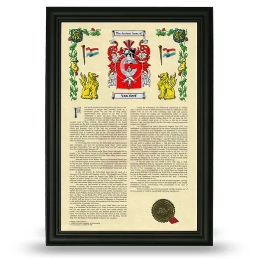 Van'cleef Armorial History Framed - Black