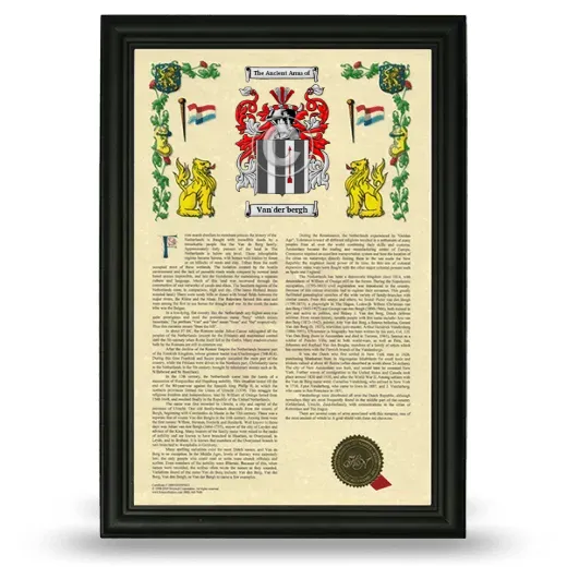 Van'der'bergh Armorial History Framed - Black