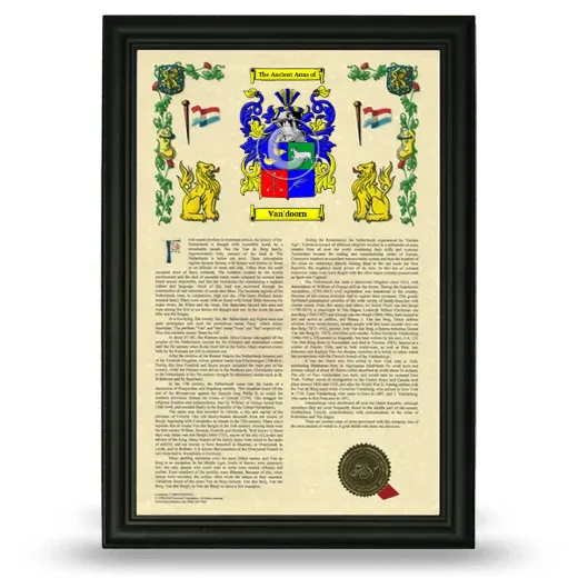 Van'doorn Armorial History Framed - Black