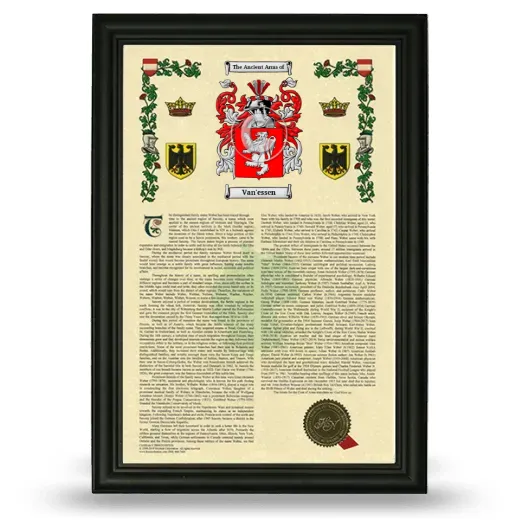 Van'essen Armorial History Framed - Black