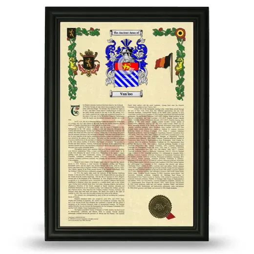 Van'loo Armorial History Framed - Black