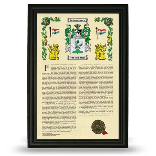 Van-den-brink Armorial History Framed - Black